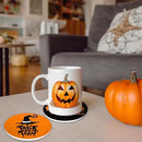 4Pcs Halloween Coasters Orange Black Round Ceramic Coaster Trick or Treat Heat-Resistant Cup Mats for Wooden Table Protection Home Party Supplies by CozyNest Decor