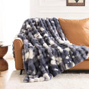 Cozy Faux Fur Throw Blanket for Bed Warm Fuzzy Throw Blanket, Soft Plush Thick Bubble Blankets for Bedroom and Living Room, Furry Luxury Blanket, 60 x 80,Tie-Dye Blue by CozyNest Decor