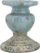 Creative Co-Op Small Distressed Blue Terracotta Pillar Candle Holder by CozyNest Decor