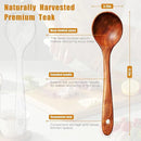 Wooden Spoons for Cooking, 1 Pcs Natural Teak Wooden Cooking Spoons for Non-Stick by CozyNest Decor