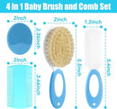 Baby Hair Brush and Comb Set, 4Pcs Baby Soft Bristles Hairbrush Cradle Cap Brush Hair Comb for Newborns Toddlers Boys Girls (Blue) by TinyTreasures Baby Boutique