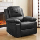 Recliner Chair with Electric Massage Adjustable Footrest & Heat, Manual Leather Recline for Adults Living Room Remote Control (Black) by CozyNest Decor