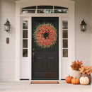 26" Fall Wreath for Front Door, Porch, Window - Large Artificial Boxwood Leaves with Fake Daisy Flowers Outdoor Wreath Faux Eucalyptus for Home Farmhouse Harvest Festival Thanksgiving Day Autumn Decor by CozyNest Decor