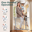 Cumbor 29.7"-40.6" Baby Gate for Stairs, Mom's Choice Awards Winner-Dog Gates for Doorways, Pressure Mounted Auto-Close Pet Gates for Dogs Indoor, Safety Child Gate with Easy Walk Thru Door, Gray by TinyTreasures Baby Boutique