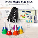 MINIARTIS Hand Bells for Kids | Educational Music Toys for Toddlers 8 Notes Colorful Handbells Set | Kids Musical Instrument with 15 Songbook | Great Birthday Gift for Children by TinyTreasures Baby Boutique