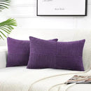 Fancy Homi 2 Packs Purple Lumbar Decorative Throw Pillow Covers 12x20 Inch for Living Room Couch Bed, Farmhouse Boho Home Decor, Soft Striped Corduroy Rectangle Accent Cushion Case 30x50 cm by CozyNest Decor