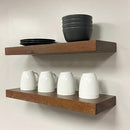 URBANDI, Rustic Floating Shelves, Set of 2, Hidden Bracket, Solid Wood, Heavy Duty, Wall Mounted Shelves, (Provincial, 12Wx12D) by CozyNest Decor