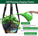 2 Pack Hanging Planters Set,10 Inch Indoor Outdoor Hanging Plant Pot Basket,Hanging Flower Pot with Drainage Hole with 3 Hooks for Garden Home… (Black Hanger Black Planters) by GreenHaven Gardens