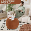 MeMoreCool Round Stuffed Pouf Ottoman Foot Rest, Floor Pouf Foot Stool with Soft Foam Chunk Filling, Small Round Ottoman Footstool Circle Footrest for Living Room, Coffee by CozyNest Decor