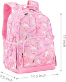 Choco Mocha Unicorn Backpack for Girls, Elementary School Backpack for Girls Ages 6-8 Kids Kindergarten Backpack Bookbag 17 Inch with Chest Strap, Pink by TinyTreasures Baby Boutique