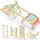 BlueWood 2024 8-in-1 Pikler Triangle Climbing Set Toddler Toys Indoor Baby Jungle Gym Climber Playground for Kids - Rainbow by TinyTreasures Baby Boutique