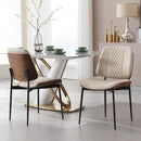 BV Dining Chairs Set of 6, PU Leather Armless Kitchen Chair in Modern Walnut Style, Mid Century Bentwood Side Chair with Metal Legs, Retro Accent Guest Chair for Kitchen Dining Room(Beige) by CozyNest Decor