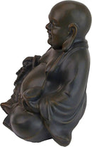 Design Toscano Laughing Asian Man Happy Hotei Garden Statue, Medium, 8 inches wide, 9 inches tall, Cast Stone Resin, Green Bronze Finish by GreenHaven Gardens