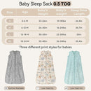Baby Sleep Sack 12-18 Months 0.5 Tog Wearable Blanket Baby, 3 Pack 100% Cotton Lightweight Sleeping Sack with 2-Way Zipper for Infant Toddler Apricot Gray Green Elephant by TinyTreasures Baby Boutique
