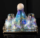 Diamond Iridescent Glass Diamond Decanter and Glasses Set