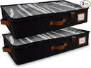 HOMELUX THEORY 2pc Under Bed Storage Containers, Bedroom Under the Bed Drawer Storage Organizer with Bins and Lids, Medium Underbed Clothes Storage Box Ideal for Blanket, Fabric, & Shoes (Black) by CozyNest Decor