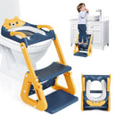 Orzbow 2-IN-1 Potty Training Seat with Step Stool, Height Adjustable Toilet Seat for Toddler, Potty Training with Splash Guard for Kids Boys Girls, Stability Ladder and Anti-Slip Pad, Yellow by TinyTreasures Baby Boutique