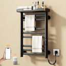 ENZE Heated Towel Rack with Shelf and Wi-Fi App Control, 8 Bars Electric Wall Mounted Towel Warmer with Timer & Adjustable Temperature, Low Carbon Steel, Plug-in/Hardwired, Matte Black by TinyTreasures Baby Boutique