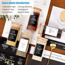 24 Pcs Glass Jars With 296 Spice Labels Preprinted of White and Black Color- 4oz Thicken(2.4mm) Empty Small Herb Seasoning Containers With Bamboo Airtight Lids by CozyNest Decor