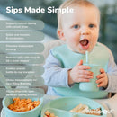 WeeSprout Silicone Baby Cups With Straws and Lids, 4 & 8 oz Options, Set of 2, Food Grade Toddler Training Container, Built In Straw Stoppers, Measurement Markings, Dishwasher Safe + Straw Cleaner by TinyTreasures Baby Boutique