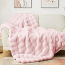 Latepis Pink Faux Fur King Blanket for Bed Bubble Cute Soft Warm Comforter Thick Furry Blanket for Sofa Bedroom Cozy Blankets for Women Gift Luxury Blankets for All Seasons 90''x108'', 860gsm by CozyNest Decor