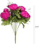 Duovlo Springs Flowers Artificial Silk Peony Bouquets Wedding Home Decoration,Pack of 1 (Spring Hot Pink) by CozyNest Decor