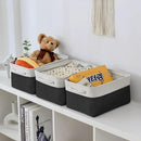 TheWarmHome Storage Basket for Organizing - 3 Pack 13.8x9.8x6.7 inch Medium Collapsible Storage Bin for Shelves with Handles Organizer Closet Cubes Cloth Gift Toy (White & Black) by CozyNest Decor