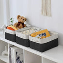TheWarmHome Storage Bins for Shelves - 1 Pack 13.8x9.7x6.7 inch Storage Basket for Organizing for Closet Organizer Cubes Laundry Cloth Nursery (White & Black) by CozyNest Decor