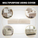 PrinceDeco Velvet Couch Cushion Cover Soft Stretch Cushion Slipcover for Chair Loveseat Sofa Cushion Furniture Protector Seat Cushion Sofa Cover (2 Piece Large Sofa Cushion Covers, Ivory) by CozyNest Decor