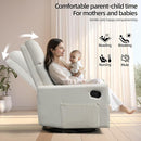 Swivel Rocker Recliner Chair, Upholstered Fabric Nursery Rocking Glider Chair with Adjustable Backrest and Footrest, Lay Flat Recliner Single Lazy Sofa for Living Room(Beige) by TinyTreasures Baby Boutique