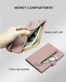 RFID Passport Holder Travel Wallet for Women, Leather Passport Cover Wallet with Card Holders SIM Slots,Zippered Coins Pocket and Cash Slot Slim Compact Travel Wallet (Pink) by TinyTreasures Baby Boutique