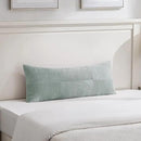 Fancy Homi Set of 2 Grey Blue Boho Long Lumbar Body Decorative Throw Pillow Cover 14x36 Inch for Bed Couch Bedroom Bench, Soft Patchwork Corduroy Textured Pillow Case, Rustic Farmhouse Room Décor by CozyNest Decor