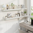 Fun Memories 55 Inch Fireplace Mantel Shelf -Long Floating Shelves, Deep Wall Mounted Farmhouse Display Shelves with Invisible Heavy Duty Metal Bracket, White, 2 Pack by CozyNest Decor