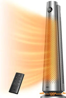 Dreo Space Heater Indoor, 30" Electric Heaters with Remote, 120° Oscillation, Adjustable Thermostat, 5 Heat & 3 Fan levels, 8 Safety Protections, 25dB Quiet, 1-12H Timer, Large Room Bedroom, Silver by CozyNest Decor