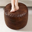 HIGOGOGO Round Stuffed Pouf Ottoman, Pu Leather Poufs with Foam Chunk Filling, Furry and Fluffy Pouf Foot Stool Storage Ottoman, 26 X 18 Floor Poufs Foot Rest for Living Room,Dark Brown by CozyNest Decor
