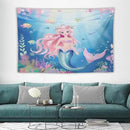 HZOHNAGO Mermaid Girls Tapestry Watercolor Mermaid Princess Pattern Printed Wall Tapestry Wall Hanging for Bedroom Living Room Dorm 60" W x 40" H by CozyNest Decor