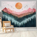 keowhsf Sunset Mountain Forest Tapestry - Large Nature Landscape Wall Hanging, Aesthetic Pine Tree Scenery Wall Art for Bedroom & Living Room Decor by CozyNest Decor