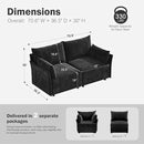 Oversized Loveseat Sofa, Modern Modular Sectional Couch Black Fluffy Chenille Mid Century 2-Seat 24.5" Deep Seat for Apartment, Living Room, Bedroom by CozyNest Decor