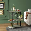 Light Gray Bar Carts with 4-Tier Storage Shelves, Mobile Bar Serving Cart with Wine Rack and Glass Holder, for The Home, Kitchen, Living Room, Dining Room by CozyNest Decor