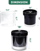 Phoenix Vine 10 Inch Self Watering Terracotta Planter, Black Terracotta Clay Pot with Glass Reservoir for Indoor Plants, Herbs, Flowers, Set of 1, 52-C-I-1 by GreenHaven Gardens