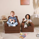 Foldable Kids Sofa, Sherpa Teddy Bear Toddler Couch with Tri Folding Foam Cushions, Comfy Couch for Kids Age 18 Months and Up by TinyTreasures Baby Boutique