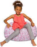 Posh Creations Bean Bag Chair for Kids, Teens, and Adults Includes Removable and Machine Washable Cover, Canvas Roses Pink, 27in - Medium by TinyTreasures Baby Boutique