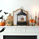 Halloween Snow Globe Lantern Haunted House Pumpkin Ghost Tree Crow Rip Dancing Bats with Timer, USB and Battery Powered 12 inch by CozyNest Decor