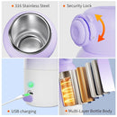 Portable Bottle Warmer for Travel: Large 12oz Capacity with Dual Heating Modes for Breast Milk & Water, Smart Temperature Control, Baby Bottle Warmer for Travel, Gifts for New Mom, Purple by TinyTreasures Baby Boutique