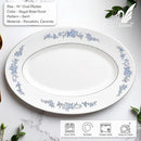 Lynns Paradise Royal Rose 14-Inch Oval Platter, Set of 2, Blue; Heavy Duty; Chip Resistant; Lead and Cadmium Free; Freezer to Oven Safe up to 500°F by CozyNest Decor