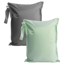 Tiny Twinkle Mess proof Waterproof Wet Dry Bag,2pk Reusable Wet Bags for Swimsuits&Baby Clothes,Leakproof Wet Bag,Waterproof Bag for Travel&Diaper bag,Wet Bags for Baby (Sage, Charcoal) by TinyTreasures Baby Boutique