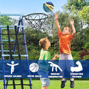 600lbs 6-in-1 Kids Swing Set, Backyard Playset with Belt & Platform Swings, Slide, Climbing Net, Basketball Hoop, Heavy-Duty A-Frame Metal Stand & 6 Anti-Tilt Stakes, Outdoor Gym for Ages 4-12 by TinyTreasures Baby Boutique