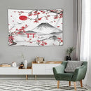 Red Cherry Blossoms Tapestry, Japanese Fuji Mountain Tapestry, Asian Japanese Wall Tapestry, Nature Landscape Tapestries for Bedroom Living Room Decor 90"x60" by CozyNest Decor