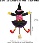 POPGIFTU 51" Halloween Crashing Witch Decoration – Pink Flying Witch for Tree, Yard, Porch, and Indoor Outdoor Halloween Décor by CozyNest Decor