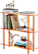 Clear Bookshelf, Acrylic Bookcase with Open Book Shelf for Office Living Room Bedroom (3 Tier Orange) by CozyNest Decor